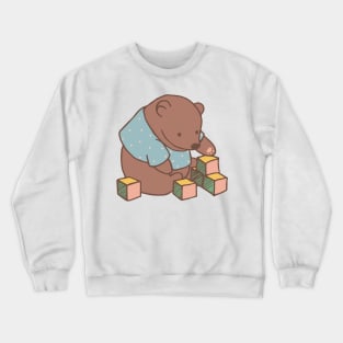 Little teddy bear plays with toys on a baby onzie or sweatshirt Crewneck Sweatshirt